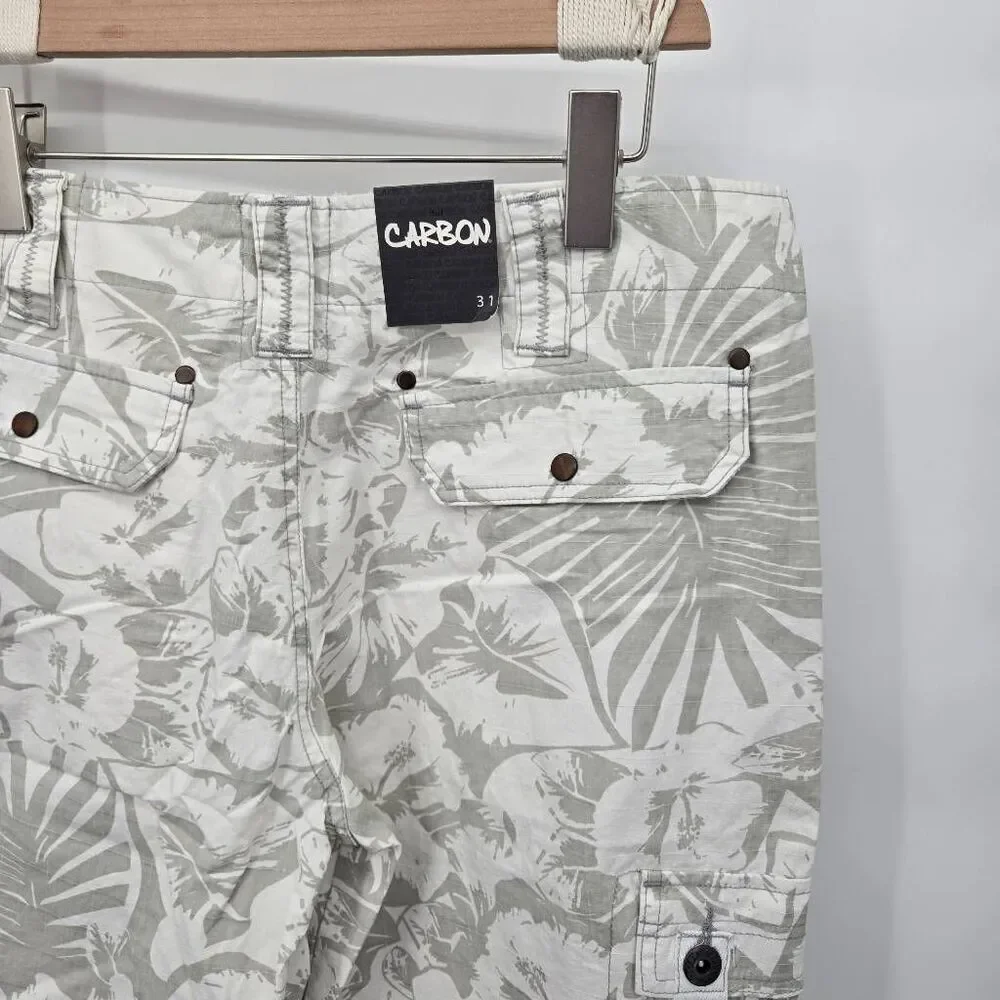 Carbon Men's Cargo Shorts Size 31 Tropical Print Hawaiian NWT